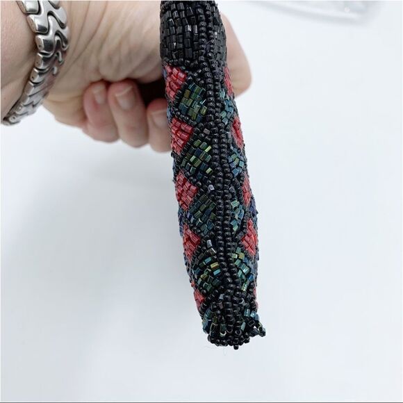 Neiman‎ Marcus Black and Jewel Tone Vintage Hand-Beaded Coin Purse Bag Small - Picture 5 of 10